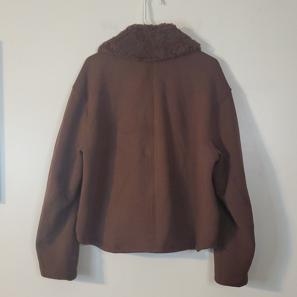 Athleta Westbound Jacket Size Large Sherpa Lined Bomber Coat Brown Heavy - Picture 13 of 16